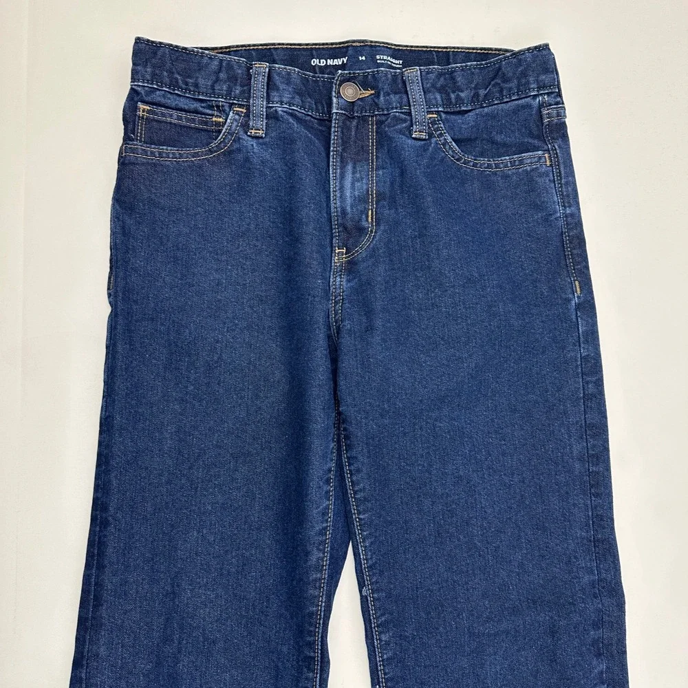 Old Navy Boys Straight Leg Jeans Dark Wash Denim Size 14‎ Everyday Pants